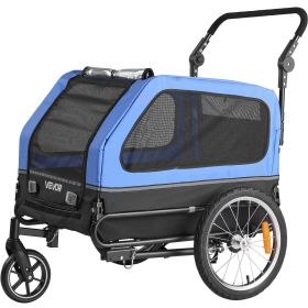 Dog Bike Trailer, Supports up to 88 lbs, 2-in-1 Pet Stroller Cart Bicycle Carrier for Small & Large Dogs, Easy Folding Frame with Quick Release W